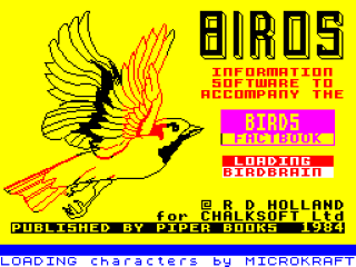 The Birds title screen for ZX Spectrum